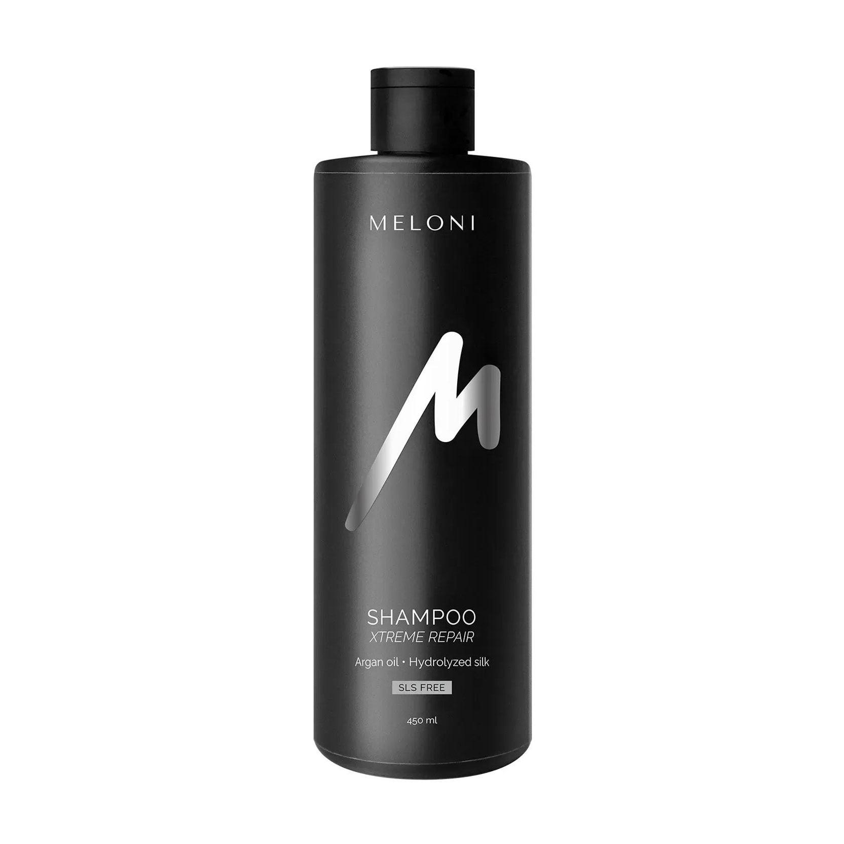 Відновлювальний безсульфатний шампунь для волосся MELONI Xtreme Repair Shampoo із гідролізатом шовку та аргановою олією, 450 мл